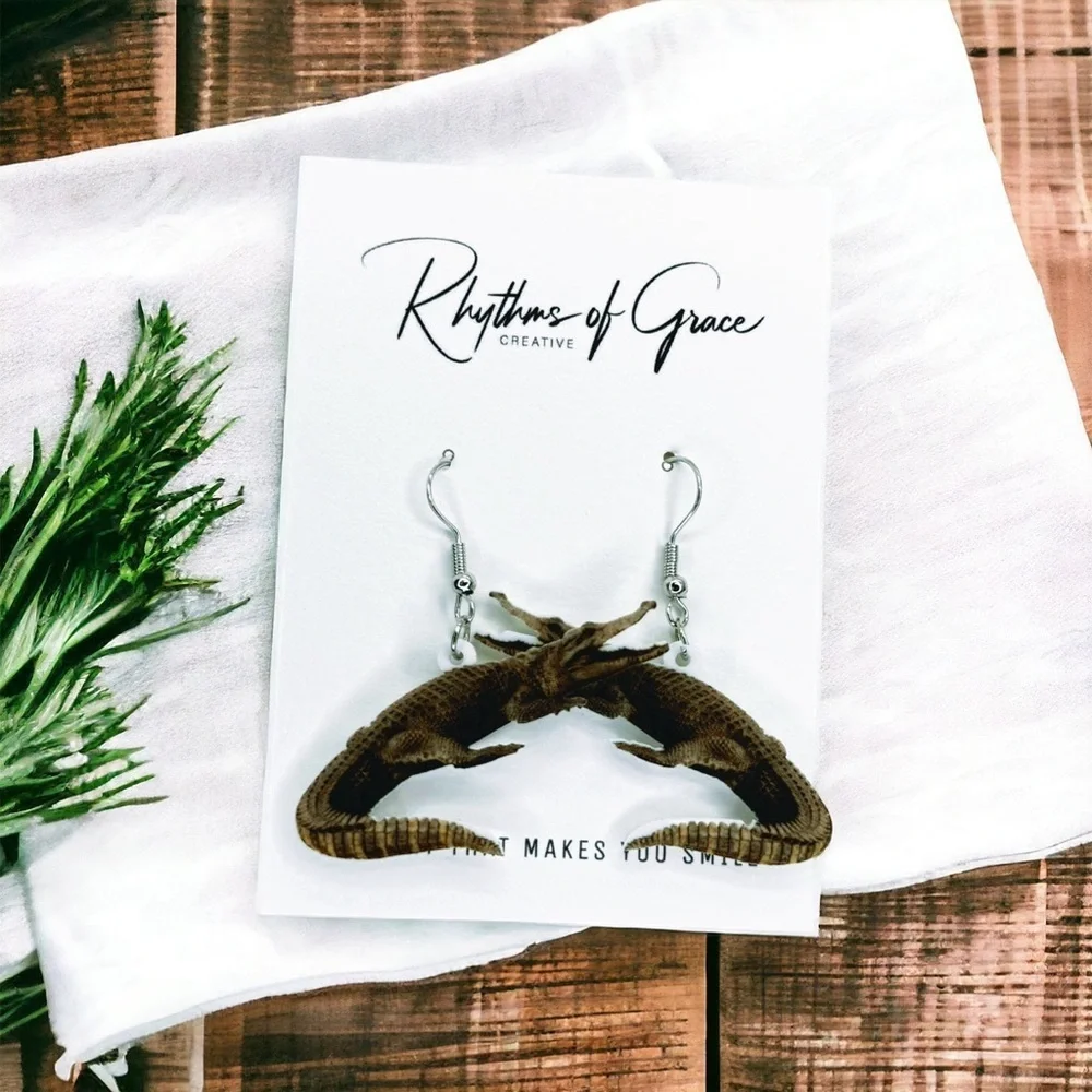 Fierce Alligator Dangle Earrings - Handmade & NWT! 🐊✨ Animal Accessories, Gator